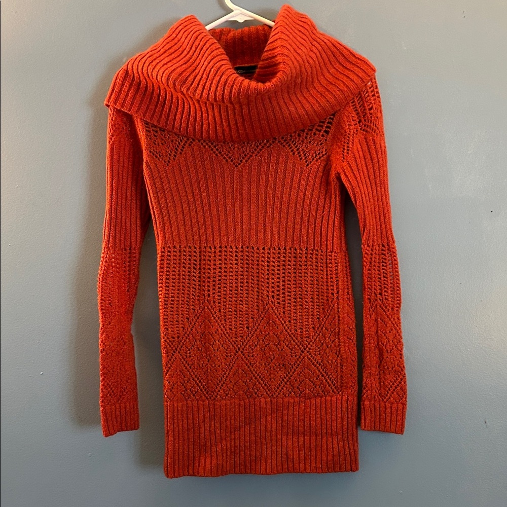 Moda International Vibrant Orange Cowl Neck Sweater